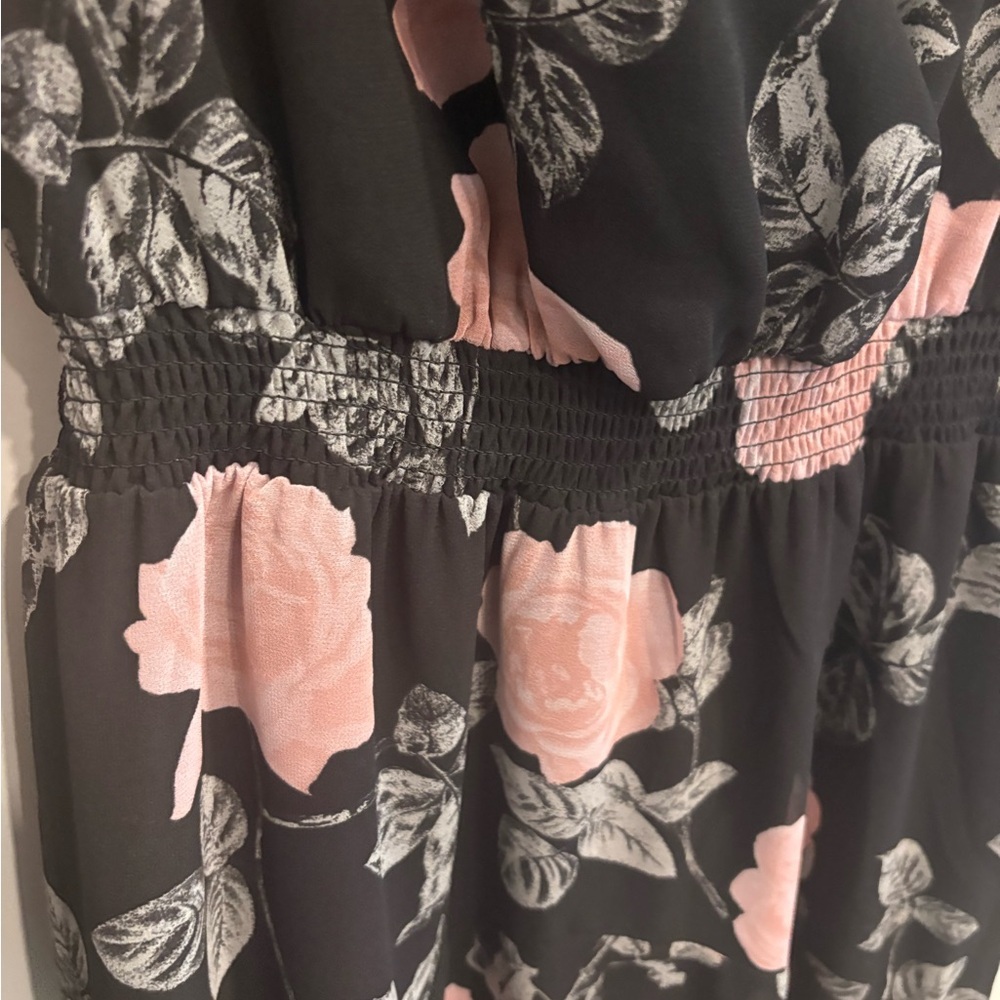 GUESS FLORAL PINK AND BLACK DRESS - Picture 3 of 7